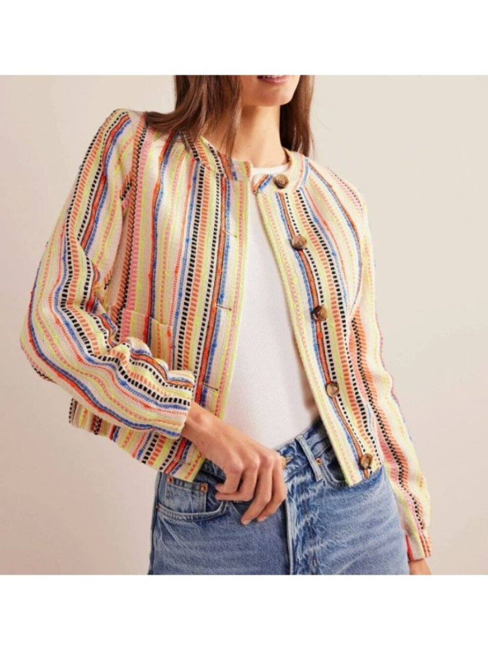 Boden Textured Button Jacket Multicolor Size US 2 Lightweight